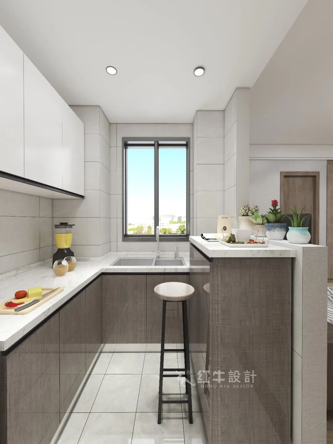 劉萍萍_花崗鴻福城132㎡現(xiàn)代簡約風(fēng)格_兩套小戶型打通變大宅，中西雙廚房+衣帽間打造品質(zhì)生活！08開放式廚房
