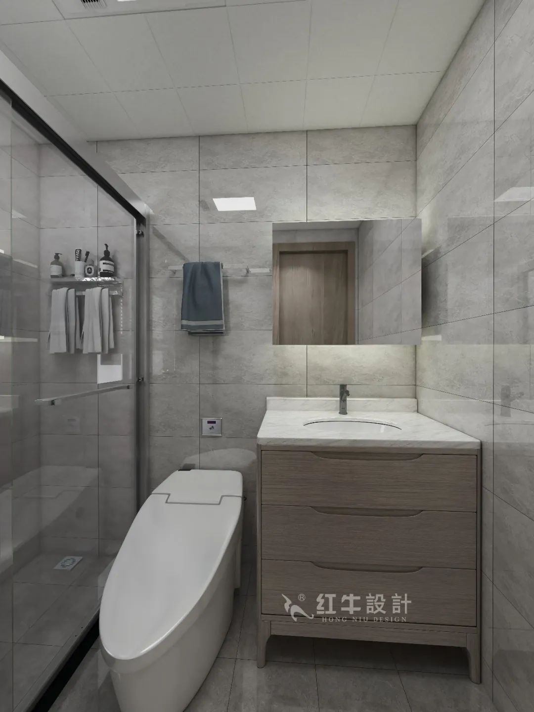 劉萍萍_花崗鴻福城132㎡現(xiàn)代簡約風(fēng)格_兩套小戶型打通變大宅，中西雙廚房+衣帽間打造品質(zhì)生活！15衛(wèi)生間