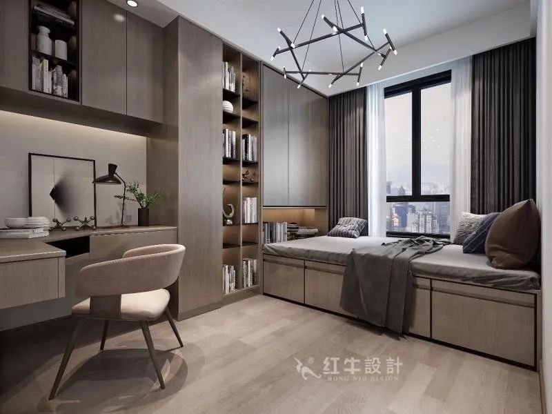 吳波_紅牛設(shè)計--中垠紫金官邸100㎡（B戶型）現(xiàn)代簡約07效果圖欣賞_書房