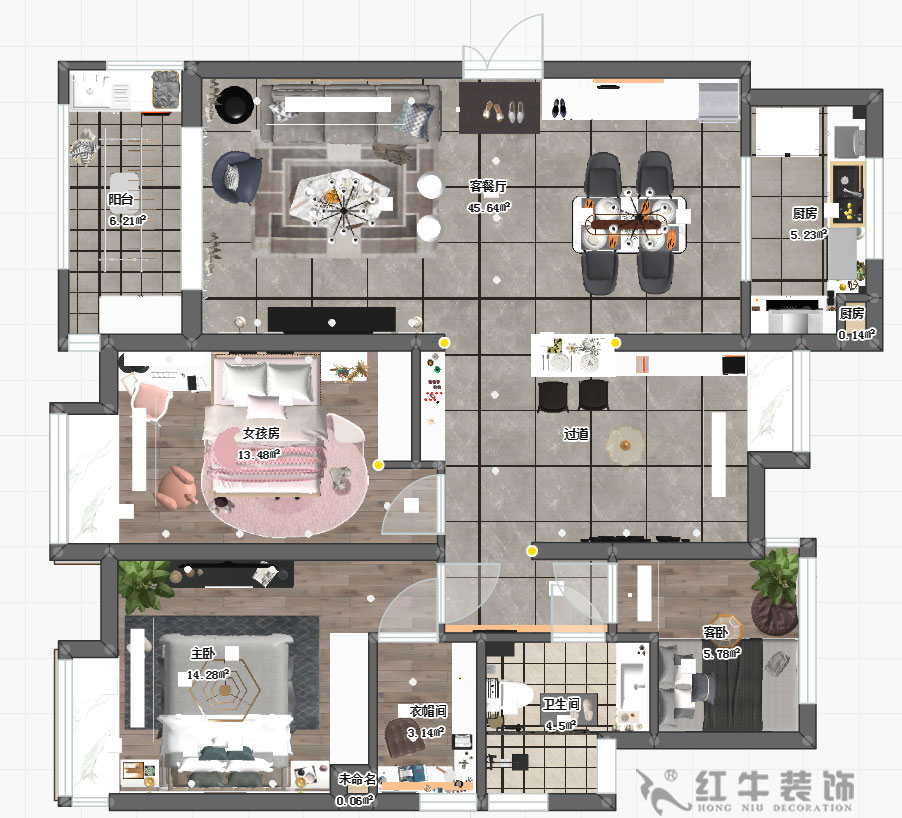 蔣琛_萬達茂三期2-2001-128㎡-現(xiàn)代簡約風格_平面圖+logo