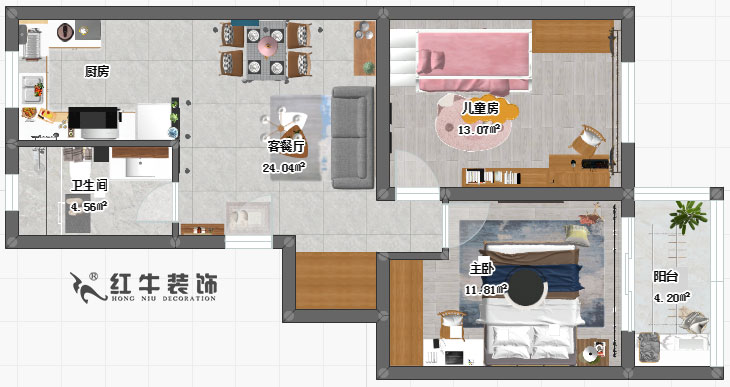 仇美蓉_申家巷45號(hào)3-505-70㎡-北歐風(fēng)格_平面彩圖