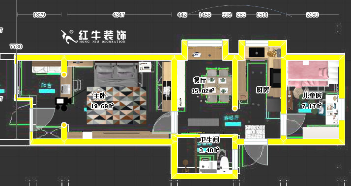 顧娟_龍?bào)粗新?74-5-102-70㎡-簡約北歐風(fēng)格_彩平面