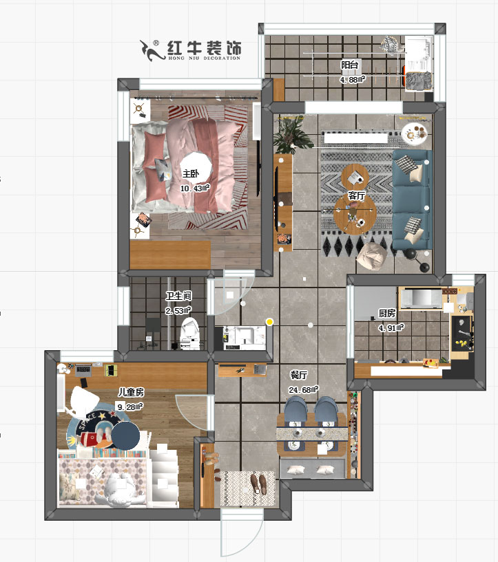 顧娟_啟迪方洲明園6-2502-77㎡-簡約北歐風格_平面圖