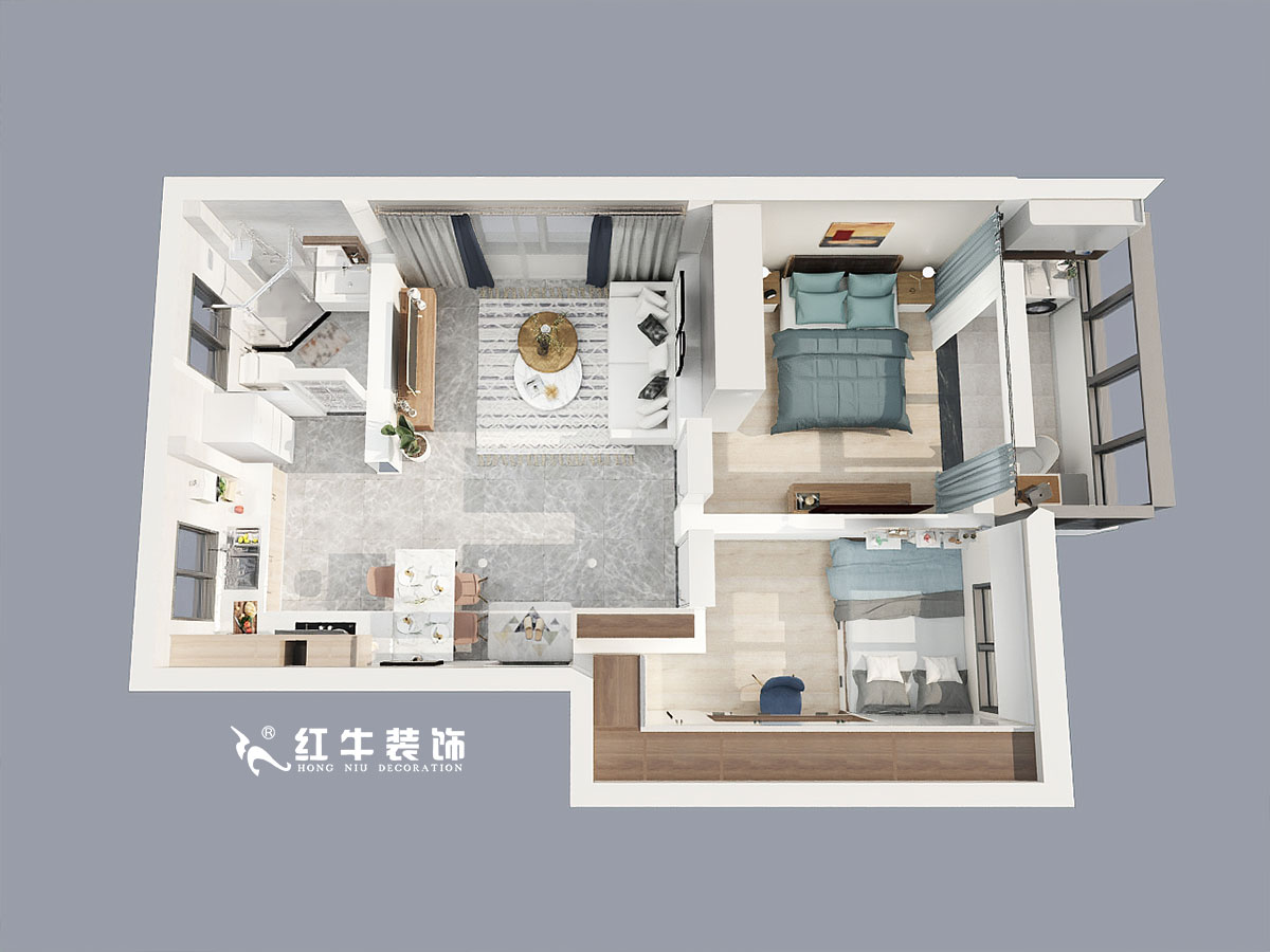 劉小勇_櫻海公寓4-601-65㎡-現(xiàn)代簡約風格_鳥瞰圖