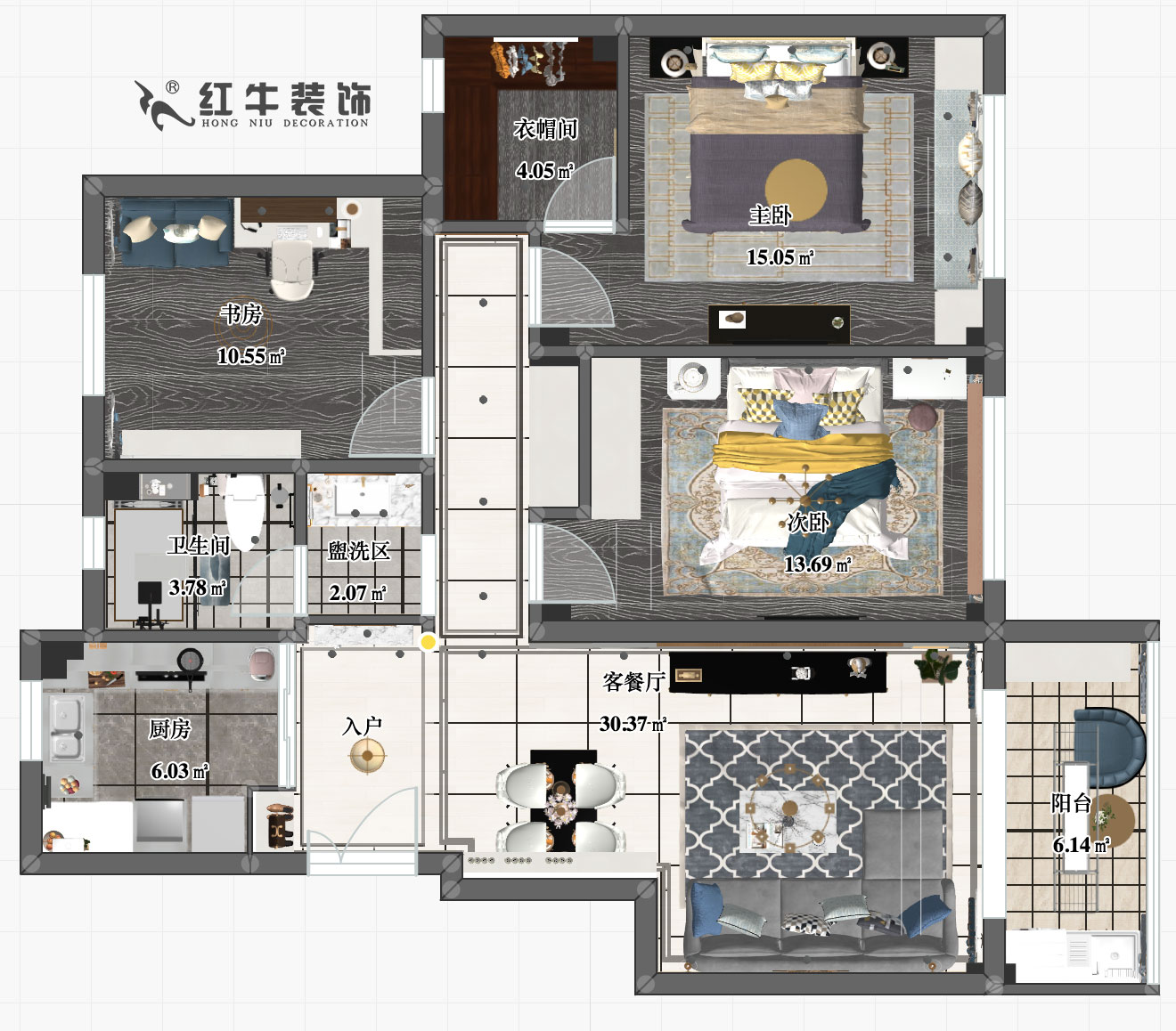 郭志成_紫金華府C區(qū)4-303-120㎡-現(xiàn)代輕奢_彩平圖
