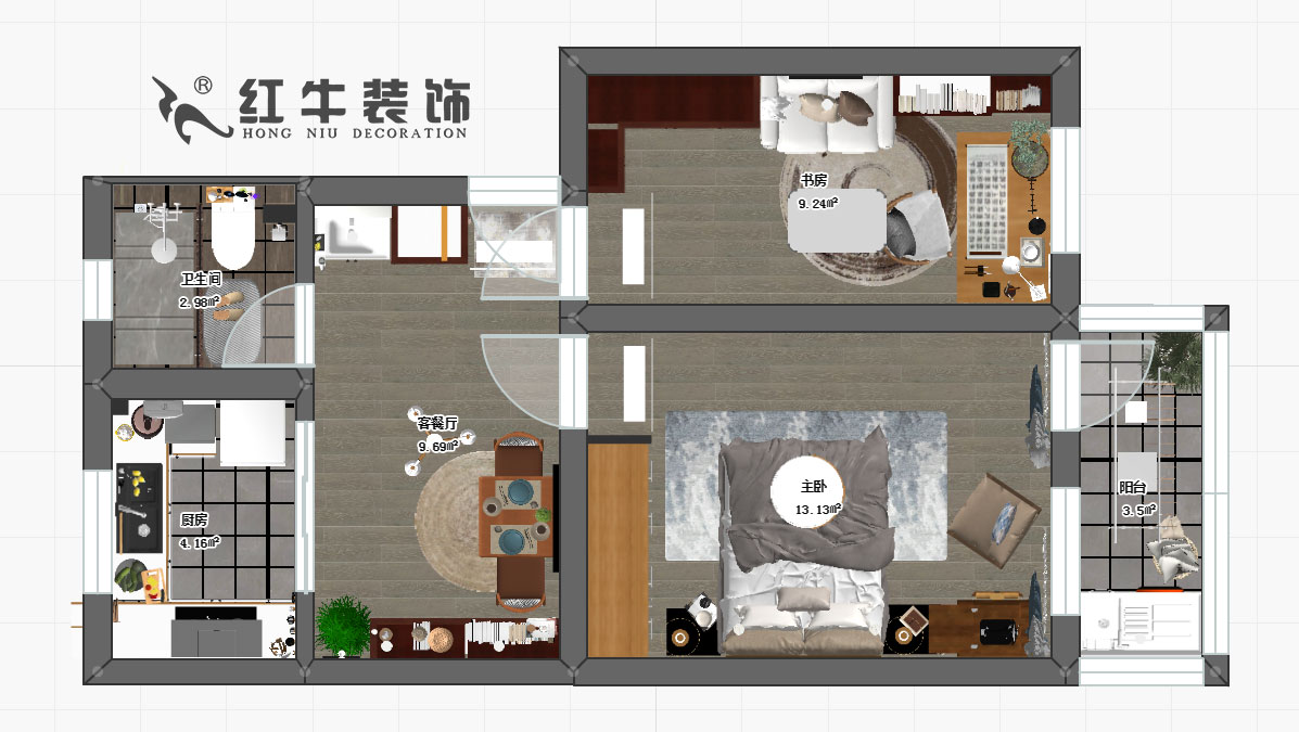 賈庭_小心橋東街42-1-3-201-55㎡-現(xiàn)代簡中風格00彩平圖