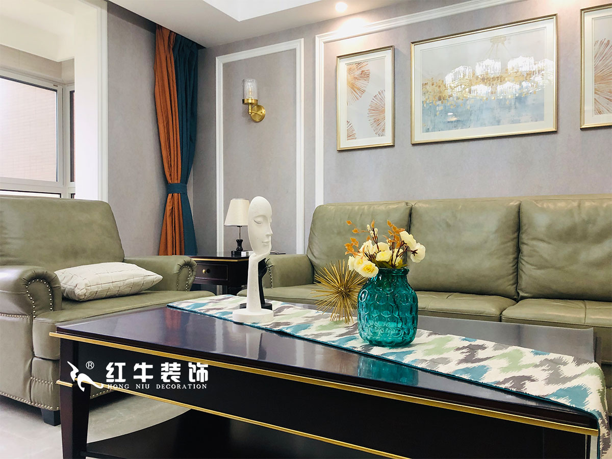 【實景案例】張智猿_紫金未來城-140㎡-美式輕奢風格_全包20萬04沙發(fā)背景