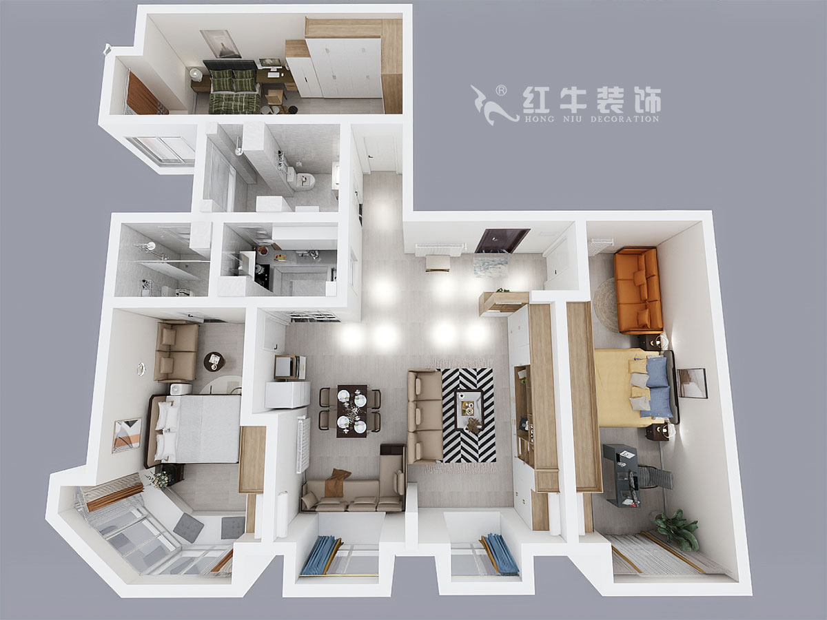 熊皓宇_金輪大廈2301室-170㎡-現(xiàn)代輕奢風格_3室2廳2衛(wèi)（老房翻新）_定制家￥176858_全包30萬00_04鳥瞰圖