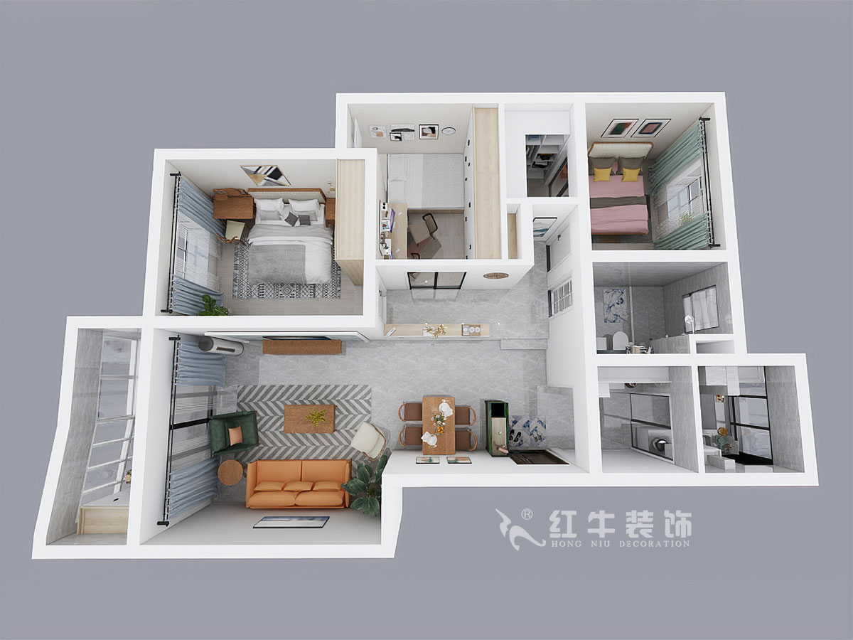 熊浩宇_惠紡園1-1-302-115㎡-現(xiàn)代簡(jiǎn)約風(fēng)格_3室2廳1衛(wèi)（老房翻新）_定制家￥128340_全包12萬(wàn)00_04鳥(niǎo)瞰圖
