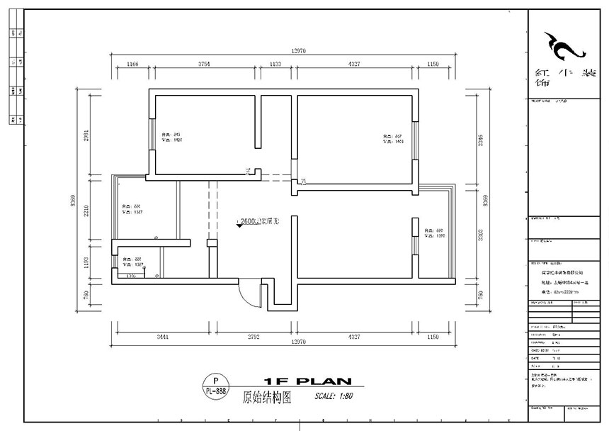顧娟_全福小區(qū)10-201-90㎡-現(xiàn)代風(fēng)格_2室2廳1衛(wèi)（舊房裝修）_半包￥66800_全包13萬00_01原始結(jié)構(gòu)圖