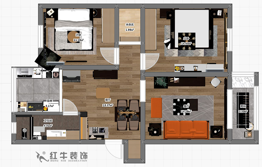 顧娟_全福小區(qū)10-201-90㎡-現(xiàn)代風(fēng)格_2室2廳1衛(wèi)（舊房裝修）_半包￥66800_全包13萬00_03彩平圖