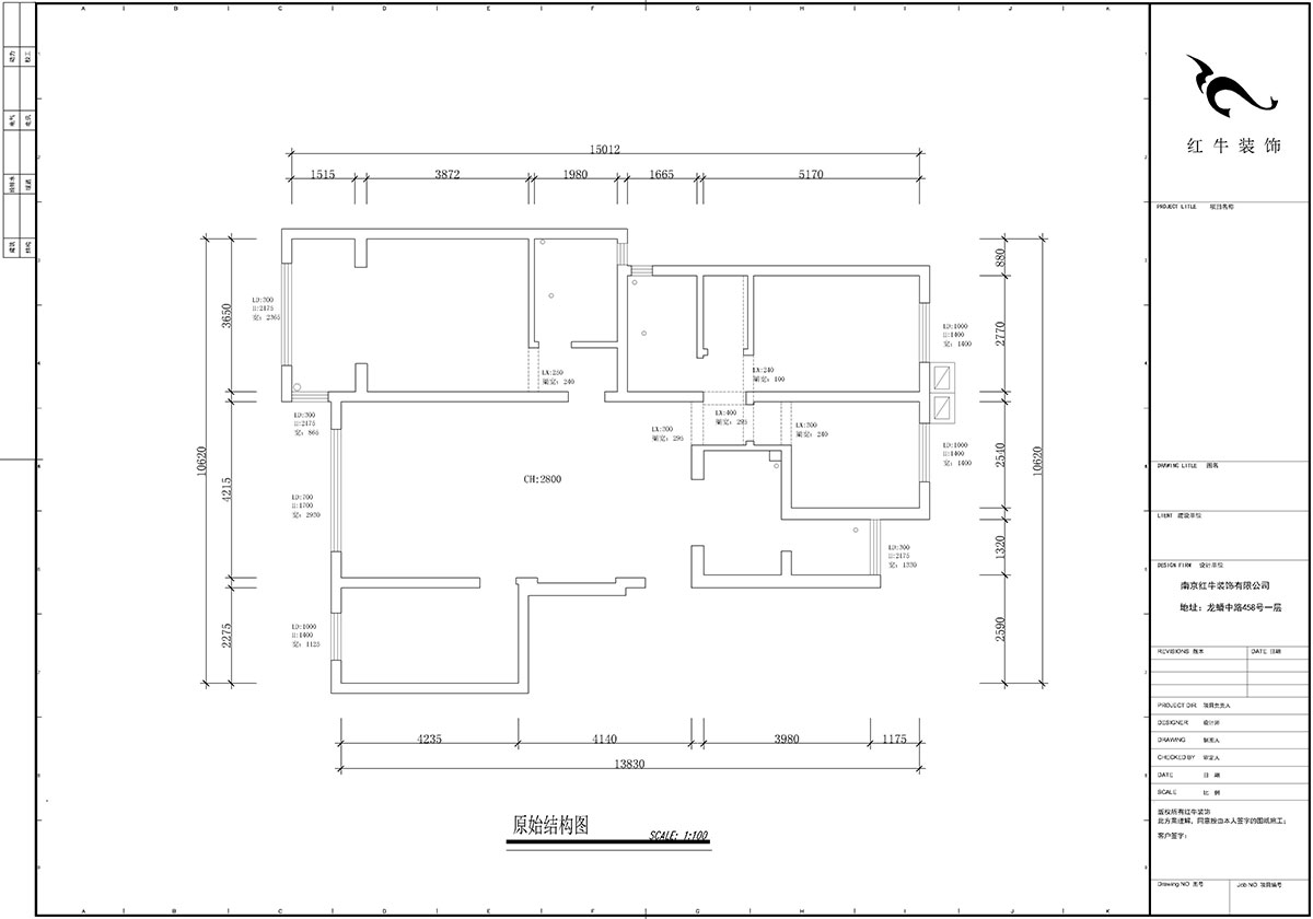 【實景案例】蔣?。辖饢|郡2-302-135㎡-現(xiàn)代風(fēng)格｜4室2廳2衛(wèi)｜定制家￥190562｜全包23萬｜00_01原始結(jié)構(gòu)圖