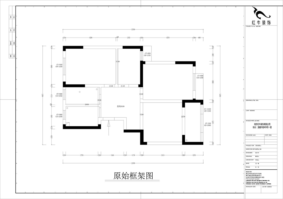 孟憲濤｜盤城新居43-2-1103-90㎡-簡約風(fēng)格｜3室2廳1衛(wèi)｜新房裝修｜定制家￥113156｜全包12萬｜00_01原始框架圖
