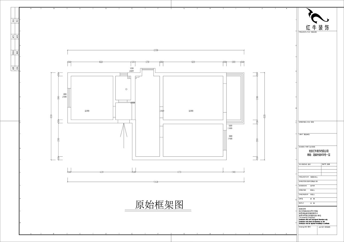 孟憲濤｜張府園小區(qū)20號(hào)202室-70㎡-簡(jiǎn)約風(fēng)格｜2室1廳1衛(wèi)｜老房裝修｜定制家￥95000｜全包12萬(wàn)｜00_01原始框架圖