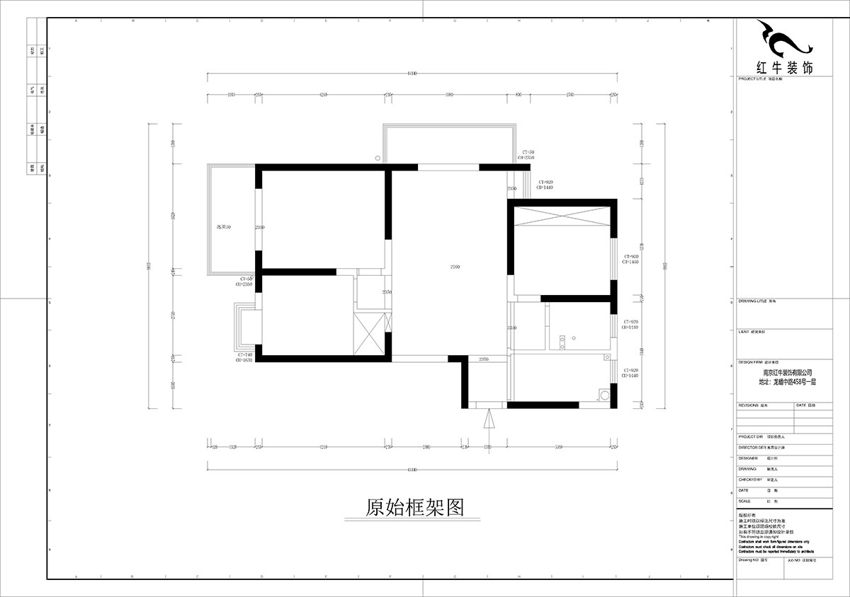 孟憲濤｜七彩星城2-2406-120㎡-簡約風(fēng)格｜3室1廳1衛(wèi)｜老房裝修｜定制家￥160000｜全包16萬｜00_01原始框架圖