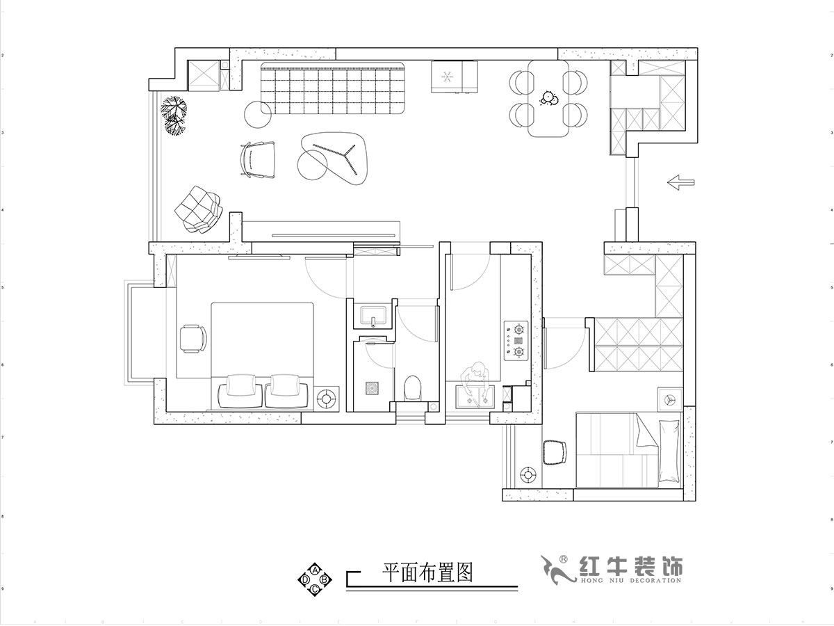 張智猿｜華山山莊4-1102-89㎡-現(xiàn)代風(fēng)格｜2室2廳1衛(wèi)｜老房裝修｜定制家￥130859｜全包14萬(wàn)｜00_02平面布置圖