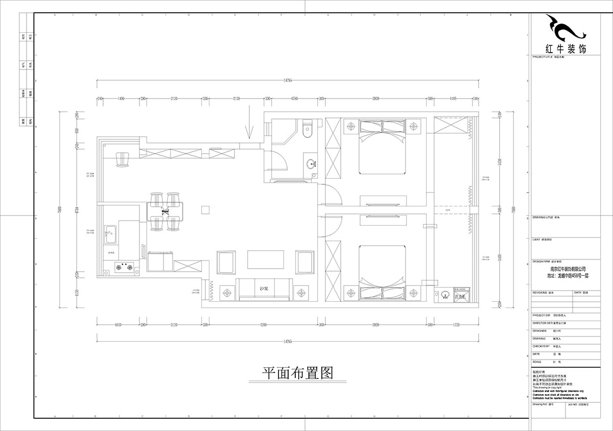 孟憲濤｜估衣廊18-3-305-100㎡-簡約風(fēng)格｜3室2廳1衛(wèi)｜老房裝修｜定制家｜全包14萬｜00_02平面布置圖