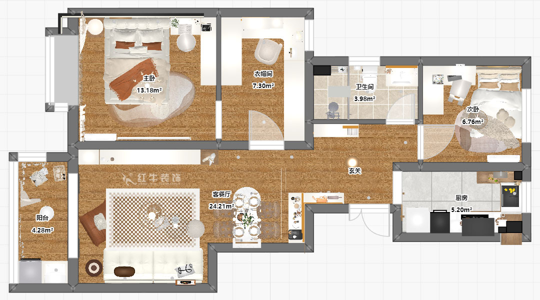 賈庭｜紫金觀邸4-1306-88㎡-北歐風(fēng)格｜3室3廳1廚1衛(wèi)｜新房裝修｜定制家｜全包10