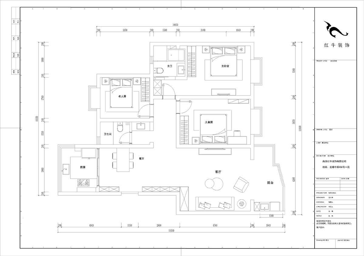 陸利民｜楓丹白露城市花園32-301-126㎡-現(xiàn)代簡約風(fēng)格｜3室2廳2衛(wèi)｜舊房裝修｜半包9萬｜00_02平面布置圖