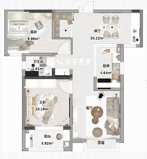 蔣?。o雅嘉園二期4-602-80㎡-現(xiàn)代簡約風(fēng)格｜2室2廳1衛(wèi)｜新房裝修｜定制家｜全包12萬｜00_03平面彩圖