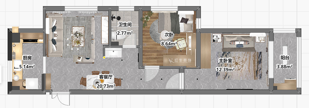 劉曉芳｜觀泓雅苑A區(qū)3-301-75㎡-原木風(fēng)｜2室2廳1衛(wèi)｜新房裝修｜定制家｜全包9
