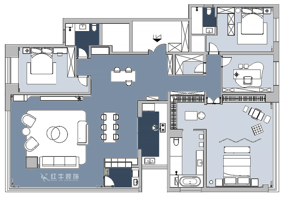 【實景案例】朱明琪｜天鵝堡花園-280㎡-現(xiàn)代輕奢風(fēng)格｜3室2廳2衛(wèi)｜精裝修改造｜改造家｜全包30萬｜00_02平面布置圖