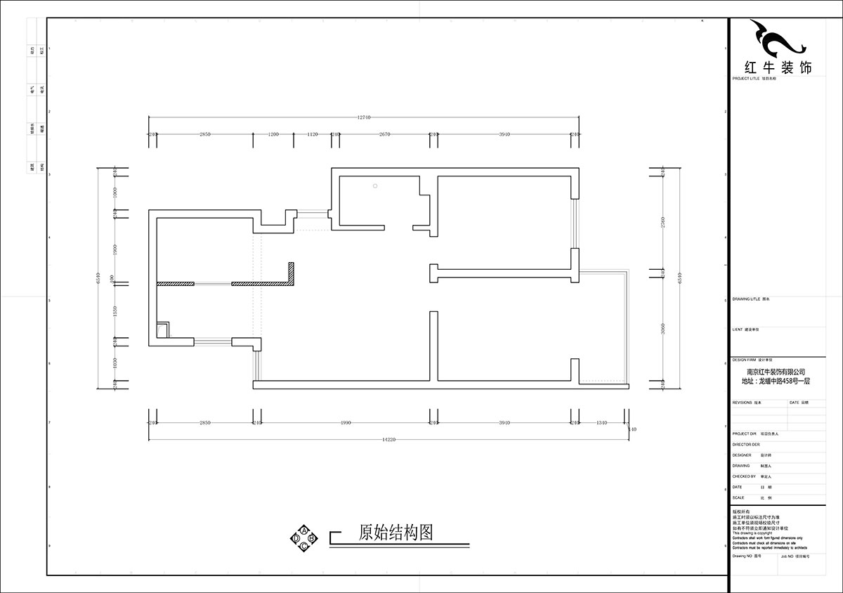 張智猿｜泰和園12-606-87㎡-現(xiàn)代風格｜2室1廳1衛(wèi)｜老房裝修｜定制家｜全包14萬｜00_01原始結構圖