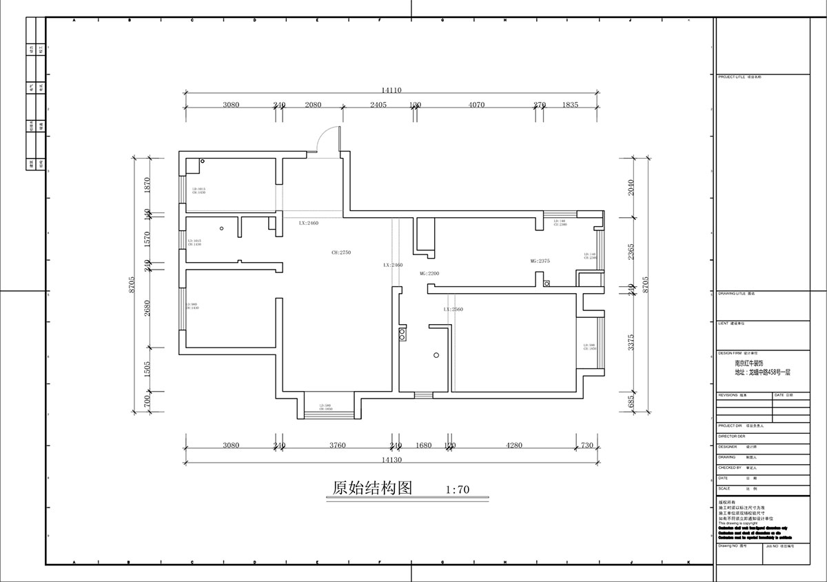 蔣?。鹩驀H10-2004-105㎡-現(xiàn)代簡約風(fēng)格｜3室1廳1衛(wèi)｜毛坯裝修｜定制家｜全包12萬｜00_01原始結(jié)構(gòu)圖