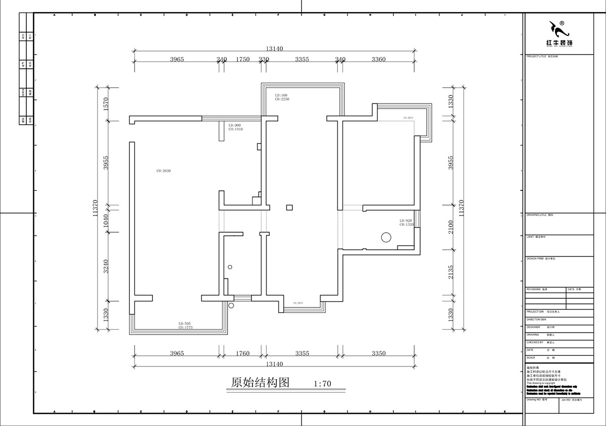 蔣?。邓{(lán)星座1-804-130㎡-現(xiàn)代簡(jiǎn)約風(fēng)格｜3室2廳2衛(wèi)｜老房裝修｜定制家｜全包19萬｜00_01原始結(jié)構(gòu)圖