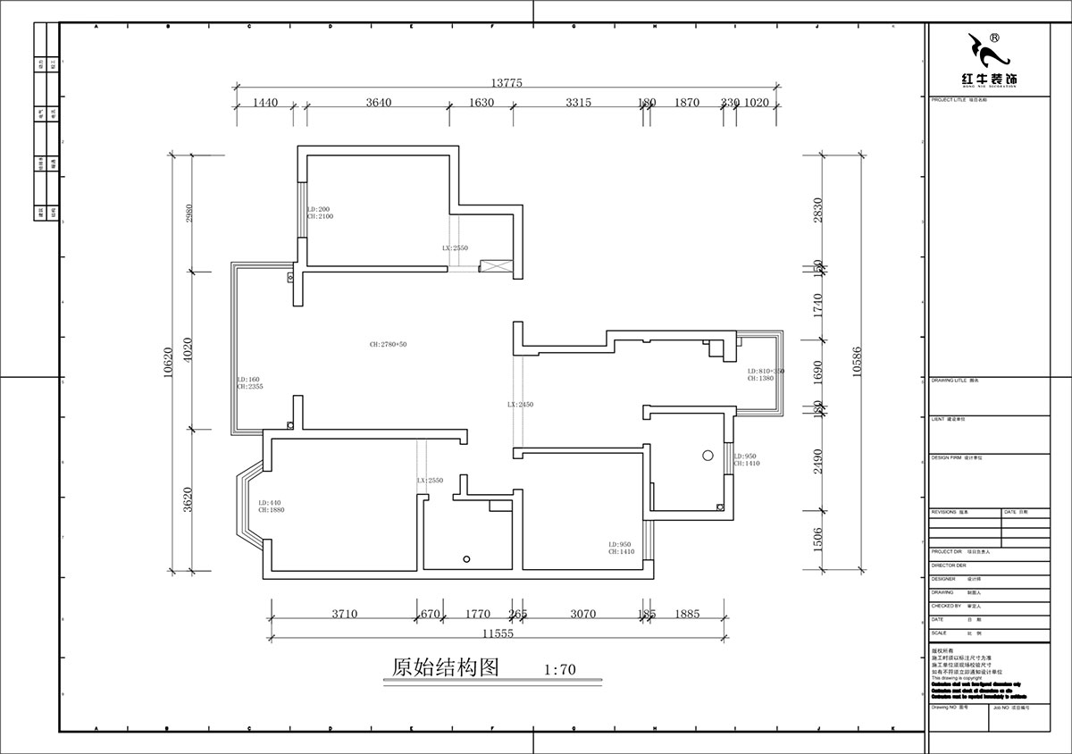蔣?。汩坷?-2-901-108㎡-現(xiàn)代簡(jiǎn)約風(fēng)格｜3室2廳2衛(wèi)｜老房裝修｜定制家｜全包16萬(wàn)｜00_01原始結(jié)構(gòu)圖