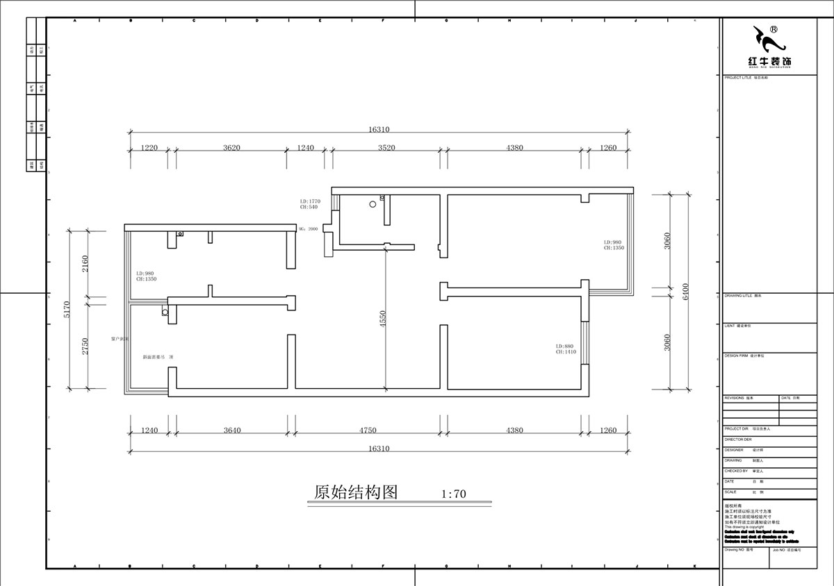 蔣琛｜金舟花園4-3-806-100㎡-現(xiàn)代簡約風格｜3室2廳1衛(wèi)｜老房裝修｜定制家｜全包12萬｜00_01原始結(jié)構(gòu)圖